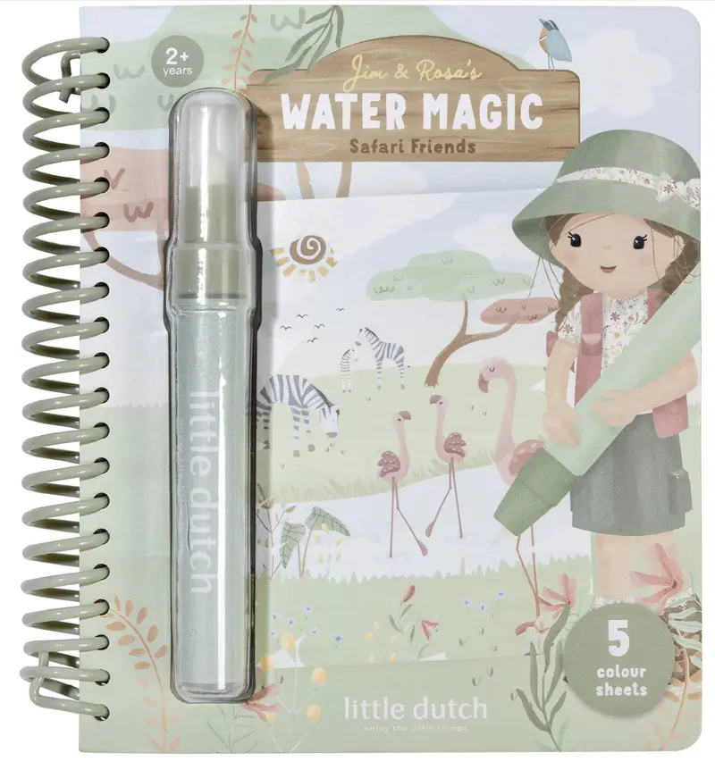 Cahier de coloriage à l’eau Rosa Safari Friends – coloriage magique réutilisable