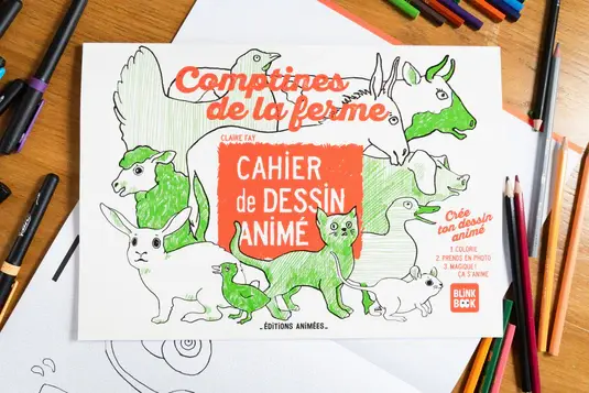 Cahier de dessin animé - les comptines de la ferme - 3 ans+