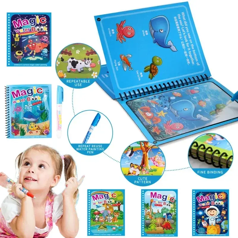 Cahier Magique Aqua Draw — Apprentissage Sans Stress 2-4 ans Mybooni
