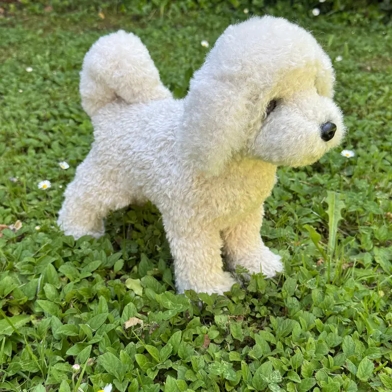 🐶 Caline – Peluche réaliste Bichon frisé articulée (30 cm x 37 cm) | Collection de luxe 🐾