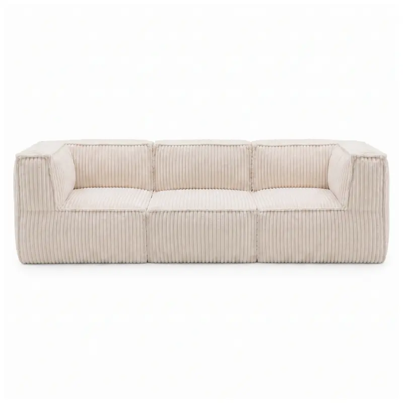 Canapé modulable 3 places déhoussable - Velours côtelé - 90x262 cm