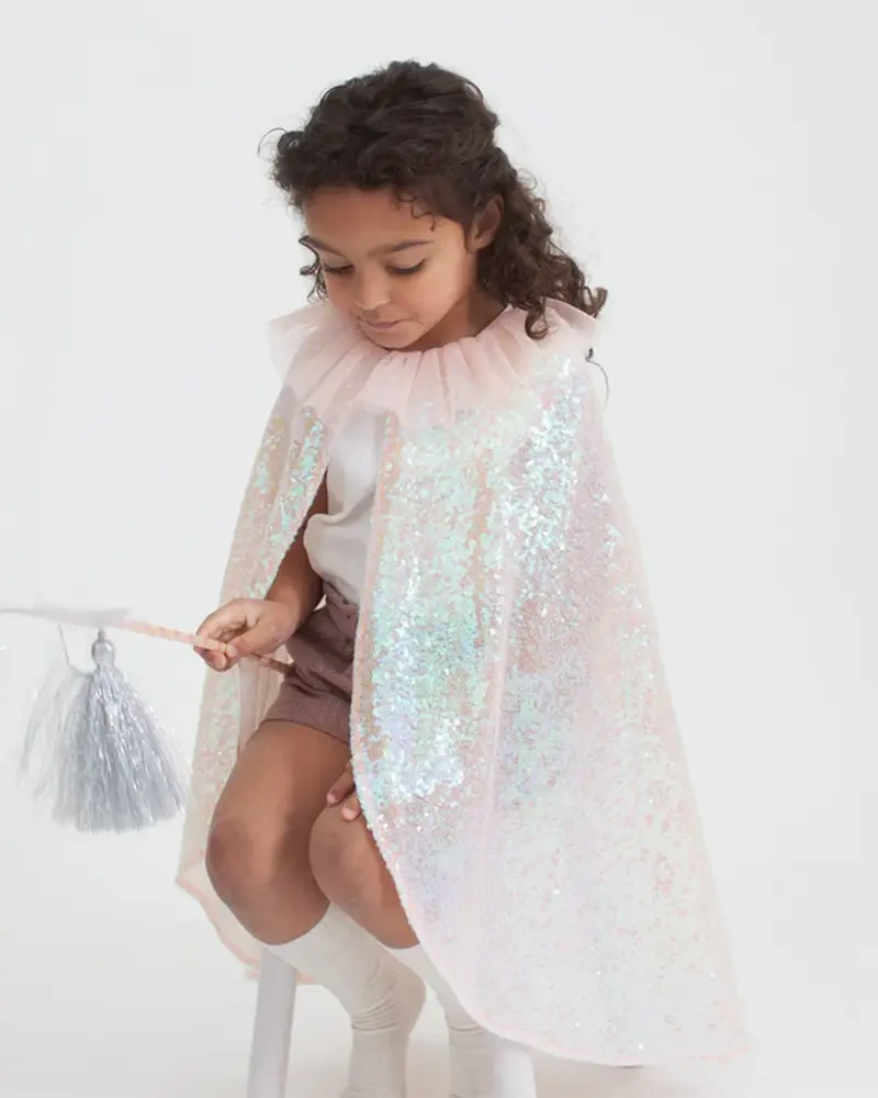 Cape col pierrot et baguette à sequins 3-6 ans