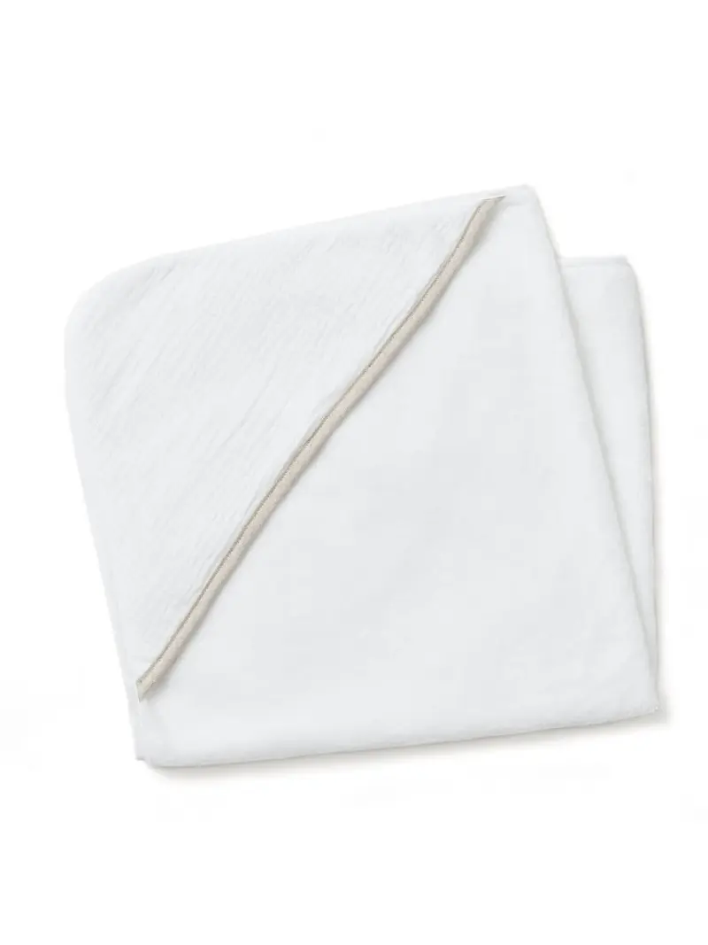 Cape de bain bébé Blanche et lin