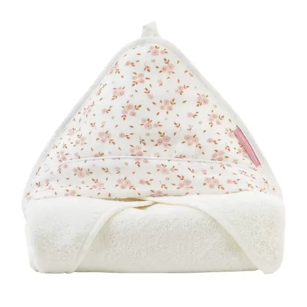 Cape de bain bébé coton bio fleurs Thais
