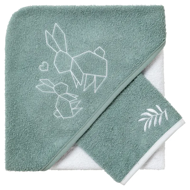 Cape de bain bébé Day Break - Sortie de bain bébé 70x70 cm + gant de toilette