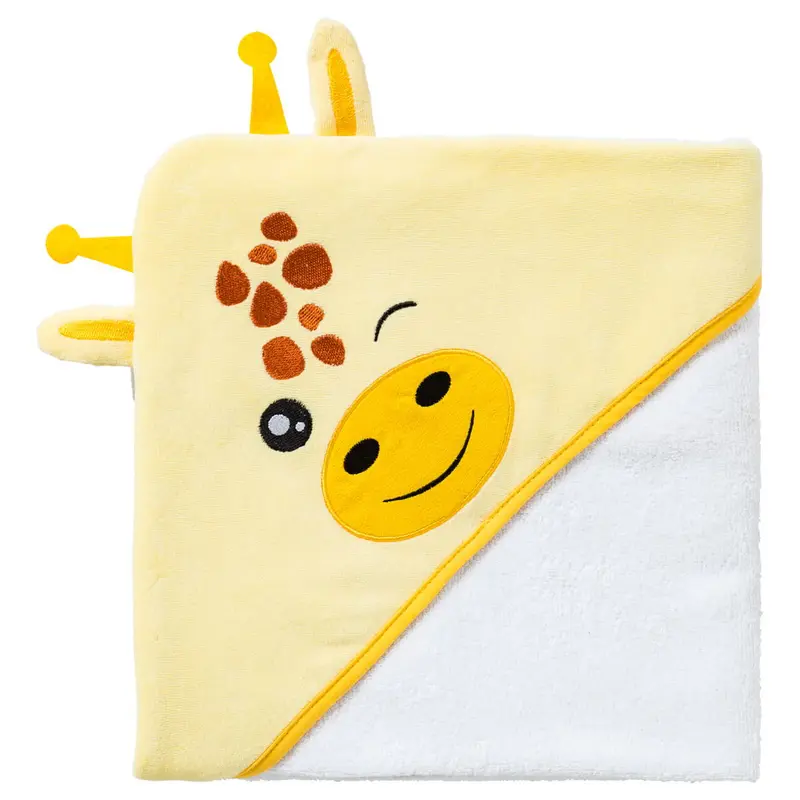 Cape de bain bébé ludique Girafe - Sortie de bain bébé 75x75 cm