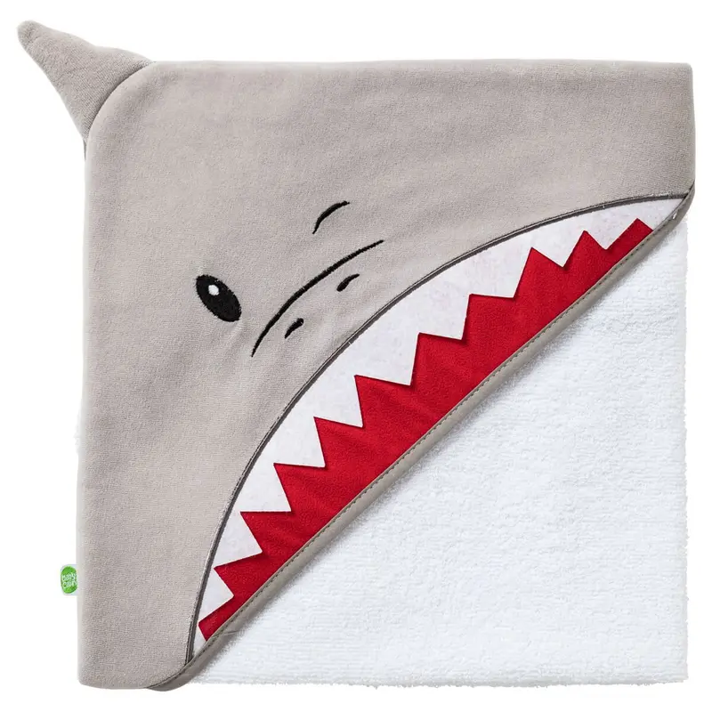 Cape de bain bébé ludique Requin - Sortie de bain bébé 75x75 cm