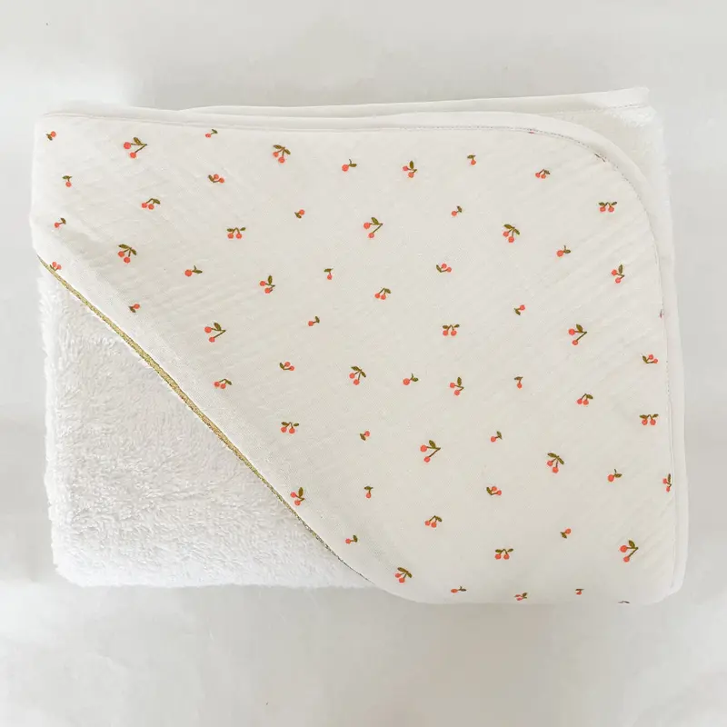 Cape de bain coton Cerises