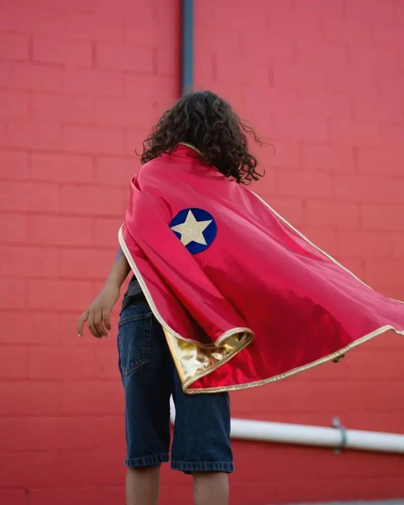 Cape Super-Héros réversible doré 5-6 ans