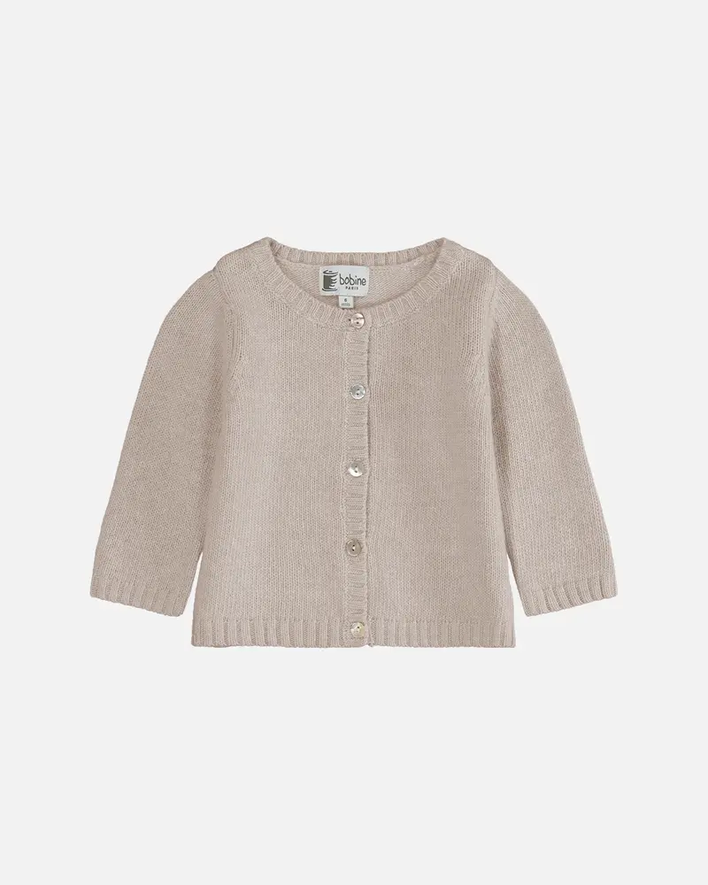 Cardigan bébé col rond beige clair