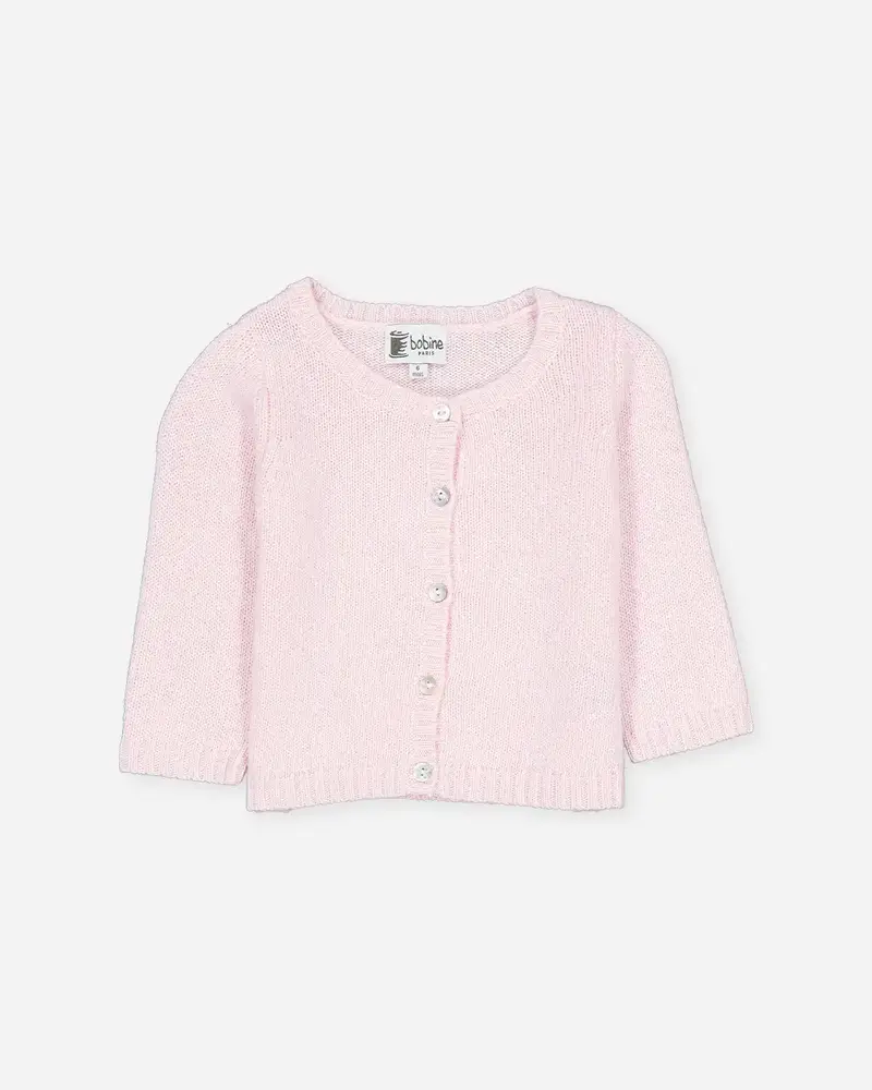 Cardigan bébé col rond rose blush