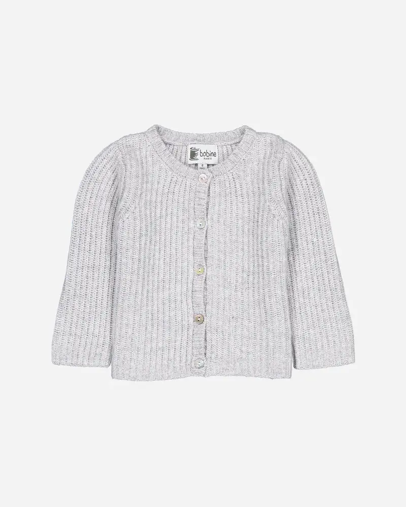 Cardigan côtes bébé perle moucheté