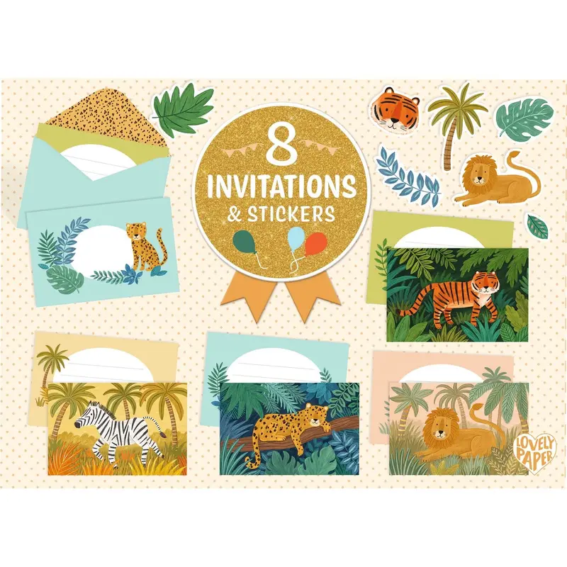 carte d'invitations Animaux de la Jungle - DJECO