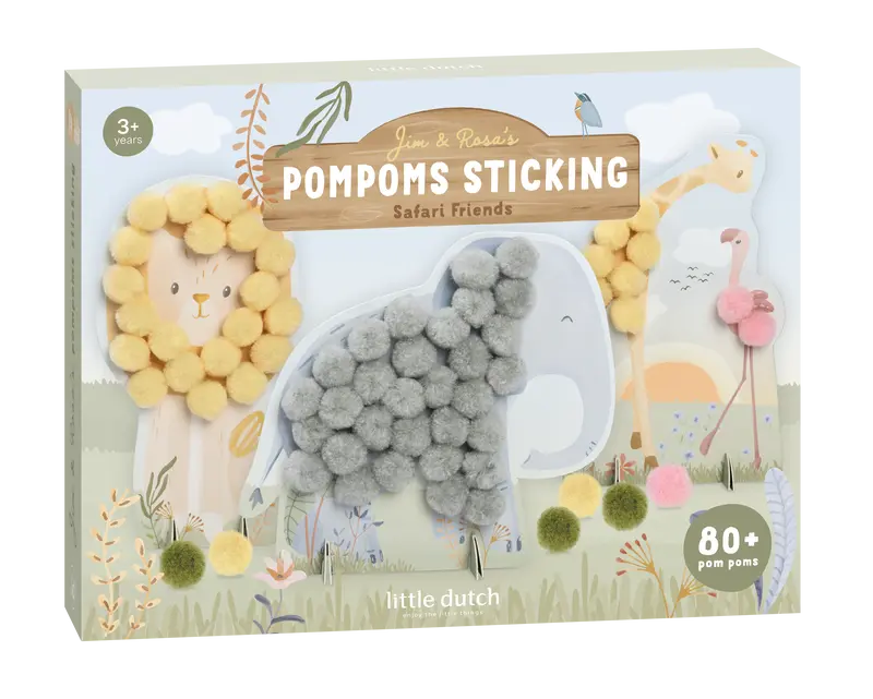 Cartes à pompons enfant Safari Friends – activité créative dès 3 ans