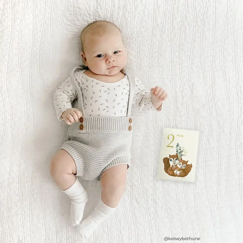 Cartes étapes bébé - Set de 12 cartes de 1 mois à 1 an