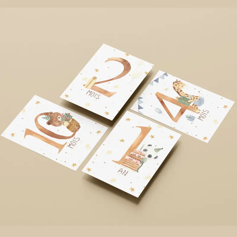 Cartes étapes mes 12 premiers mois étoilés
