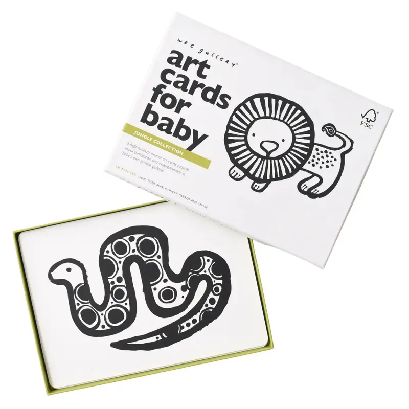 Cartes pour bébé en noir et blanc Wee Gallery - Jungle