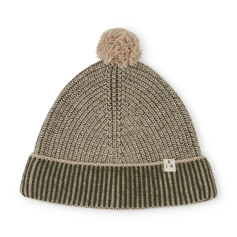 Cashmere Blend Recycled Pom Pom Beanie - Loden Green - Baby/Child