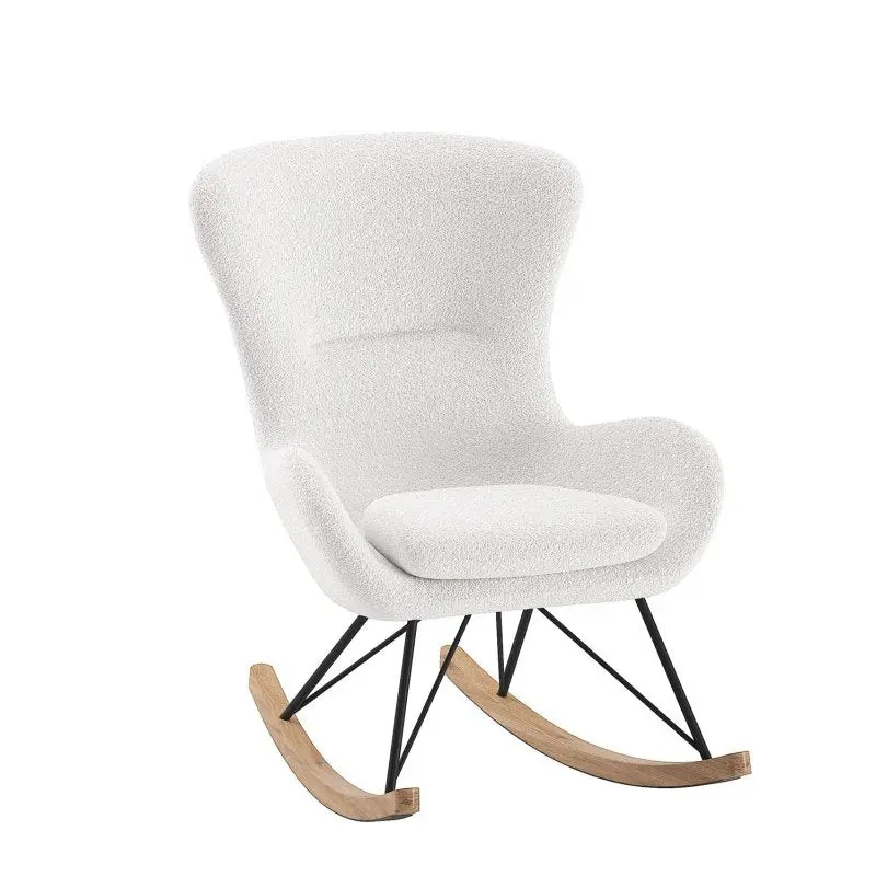 Chaise À Bascule Maxi ROCKY Bouclé Blanc