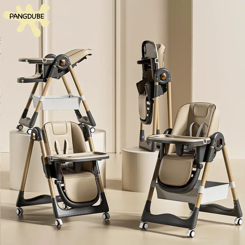 Chaise haute bébé réglable Mybooni — Pliable hauteur ajustable avec roulettes
