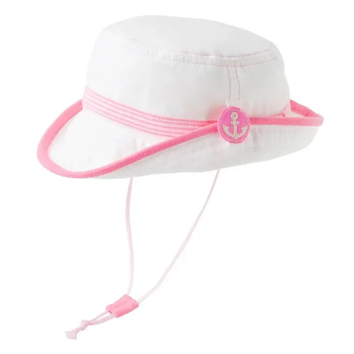 CHAPEAU BÉBÉ BLANC ET ROSE ANCRE
