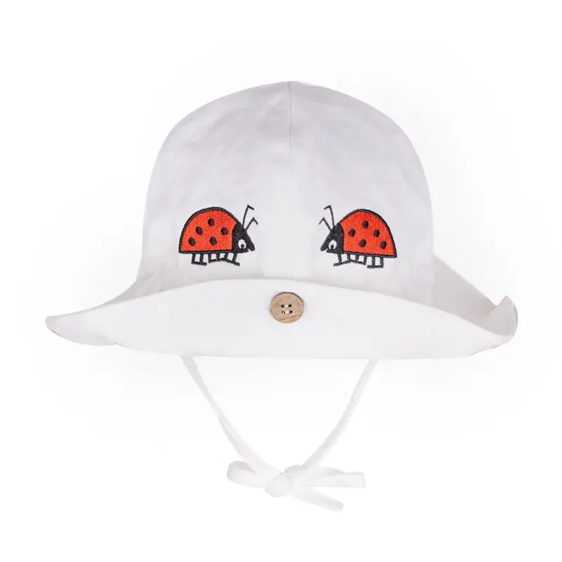 Chapeau de soleil évolutif en chanvre & coton bio Manymonths - Brodé Coccinelle