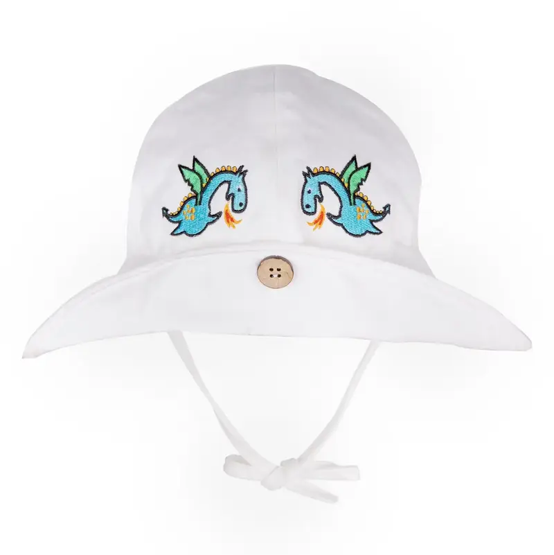 Chapeau de soleil évolutif en chanvre & coton bio Manymonths - brodé Dragon
