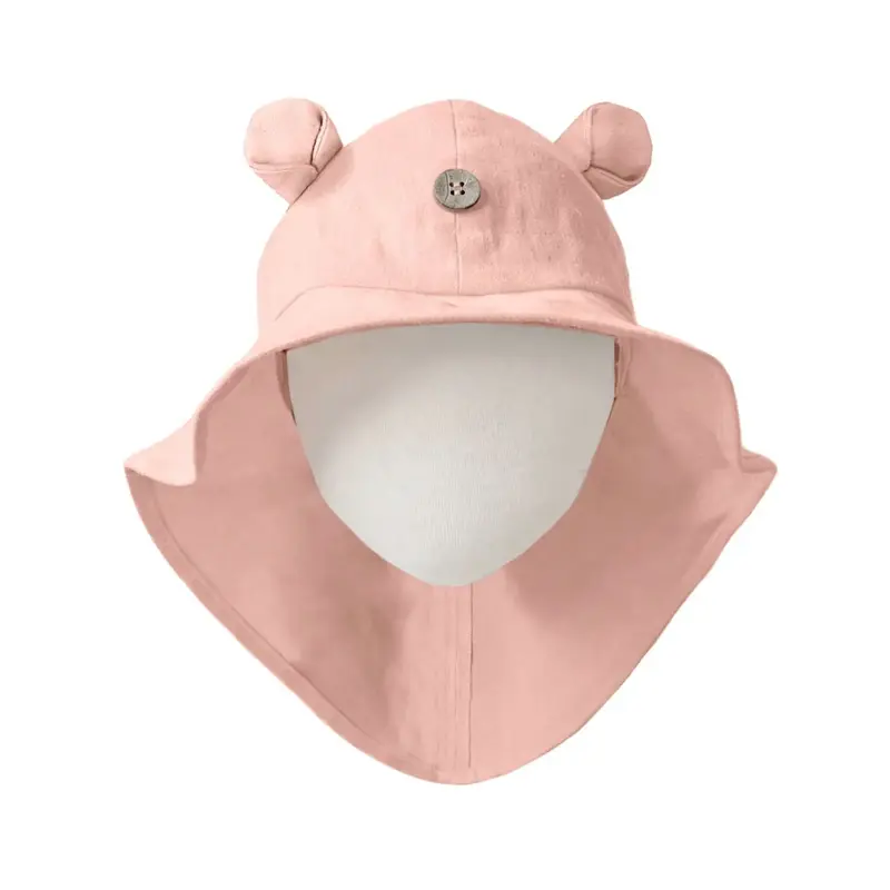 Chapeau de soleil évolutif en chanvre & coton bio Manymonths - Teddy Peach Rose