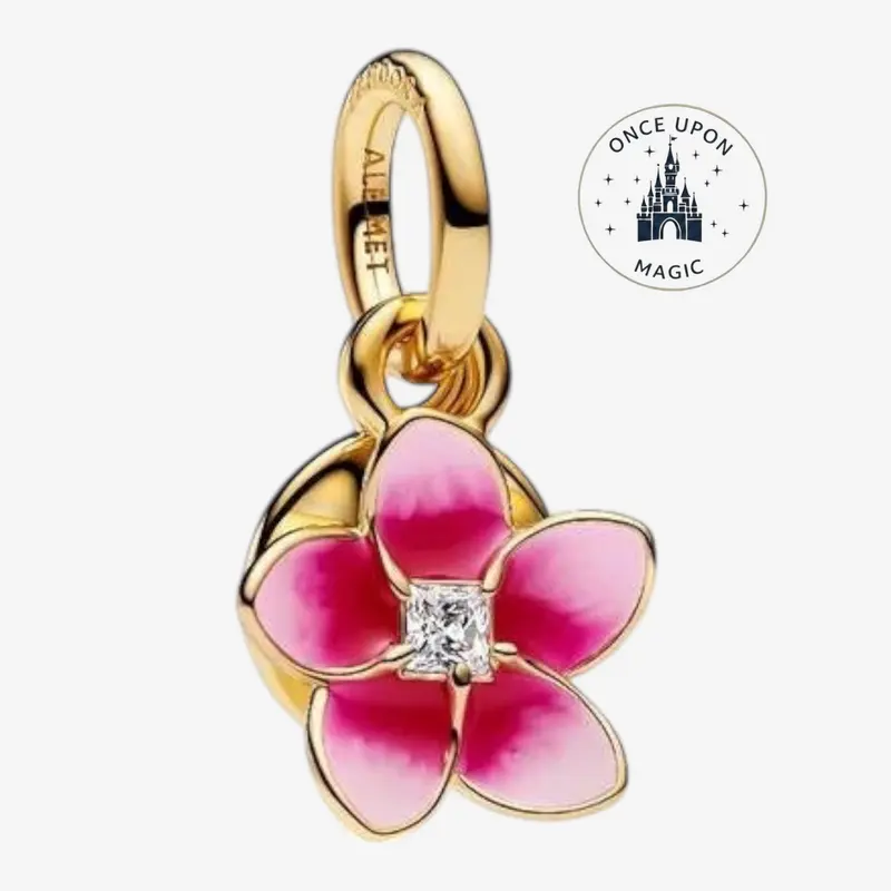 Charm Pandora Disney Vaiana Fleur de Plumeria Émail Rose & Zirconium