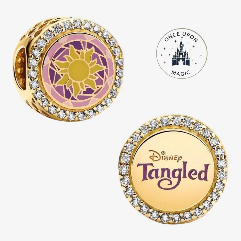 Charm Pandora Raiponce Disney — Motifs Floraux Violet & Or Disneyland Paris