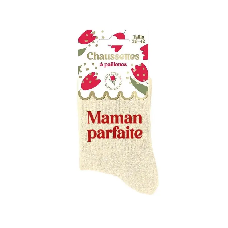 Chaussettes à paillettes « Maman Parfaite » – Taille 36-42