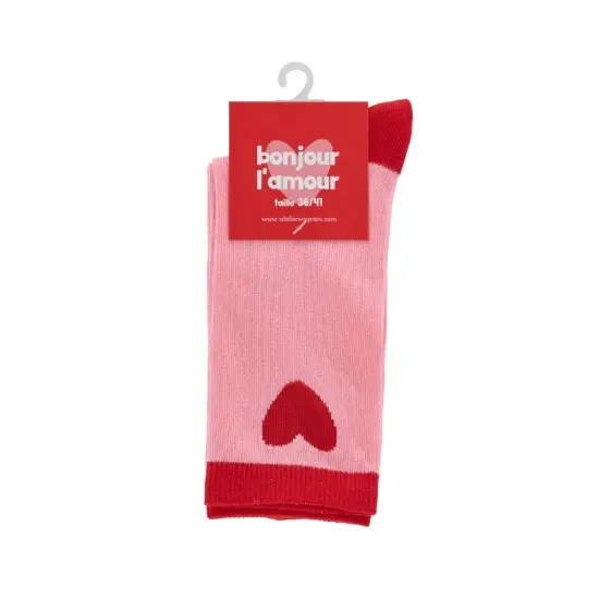 Chaussettes adulte - Rose coeur rouge - Atelier Wagram