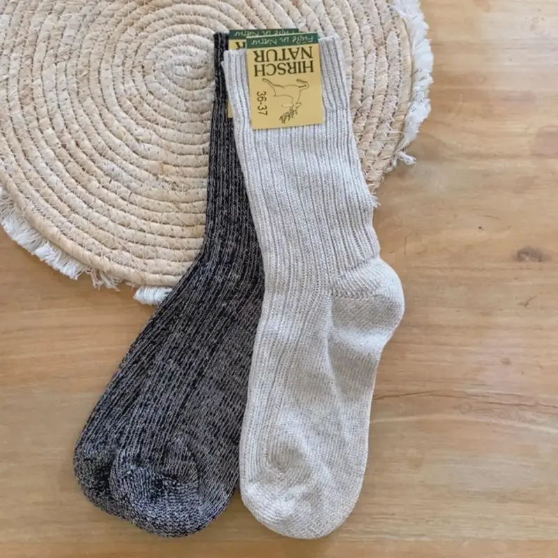 Chaussettes adultes Coton et lin bio Hirsch Natur