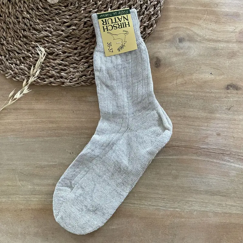 Chaussettes adultes laine, coton bio & lin Hirsch Natur - Beige