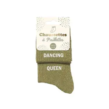 Chaussettes duo à paillettes « Dancing Queen » – Kaki