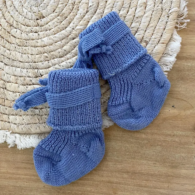 Chaussettes en pure laine nouveau-né Hirsch Natur - Bleu