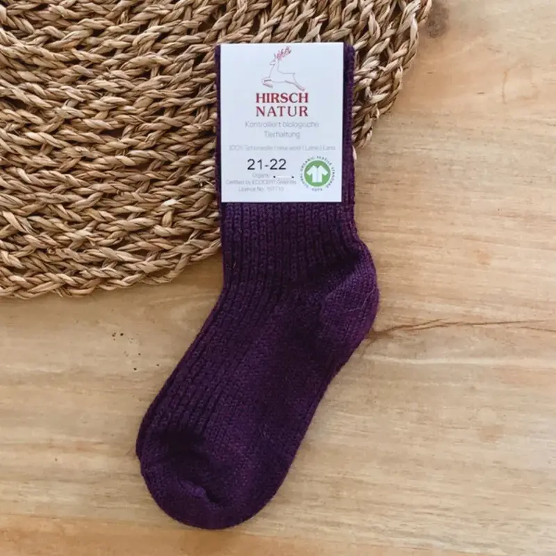 Chaussettes en pure laine pour enfants Hirsch Natur - Violet