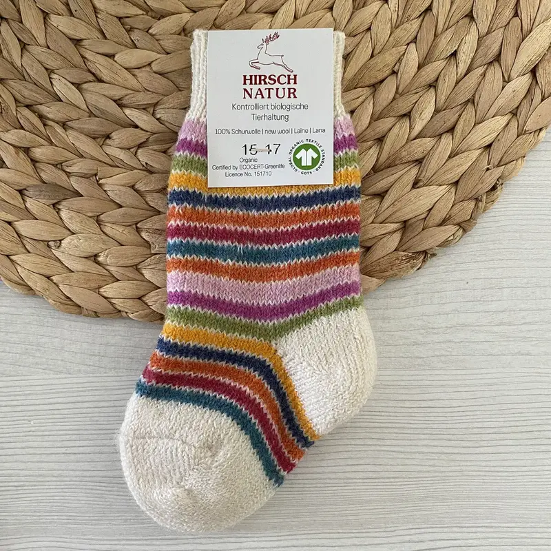 Chaussettes épaisses en laine bio enfant Hirsch Natur - Rainbow