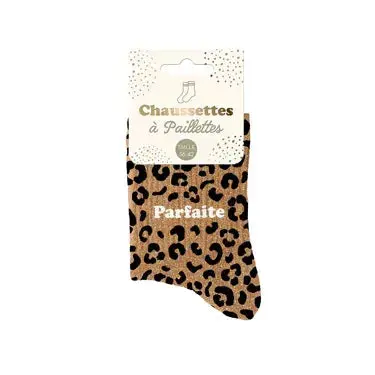 Chaussettes léopard à paillettes « Parfaite »