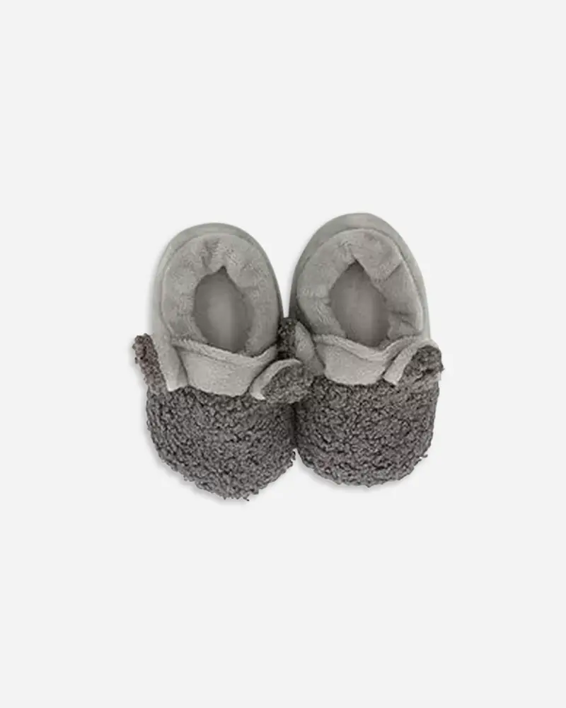 Chaussons bébé bouclette petites oreilles gris