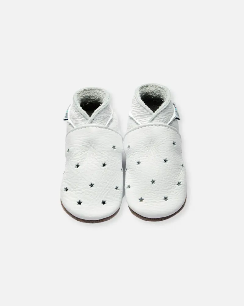 Chaussons bébé cuir blanc étoilé 12-18 mois