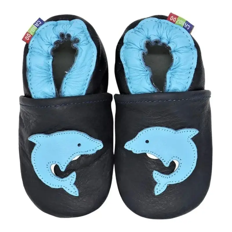 Chaussons cuir souple Carozoo - Dauphin