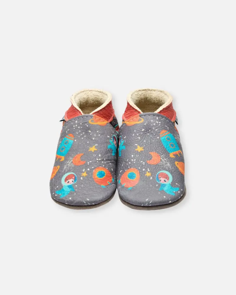 Chaussons en cuir gris espace 2-3 ans