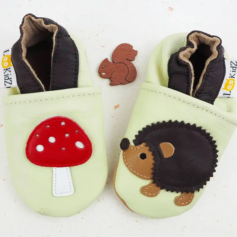 Chaussons en cuir Lookidz Hérisson/champignon 0-6 mois