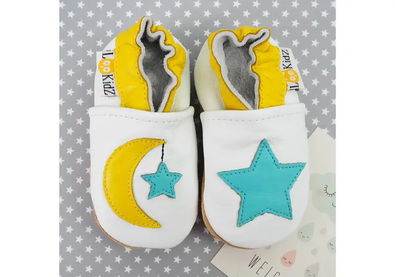 Chaussons en cuir souple Lookidz - Lune et étoile