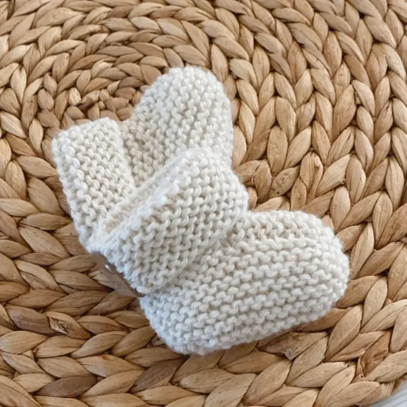 Chaussons tricotés à la main en laine SMA - Naturel