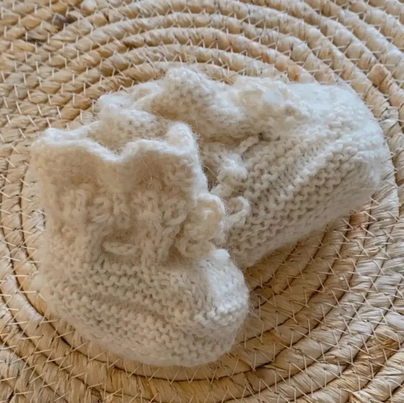 Chaussons tricotés en alpaga nouveau-né Sassoupi