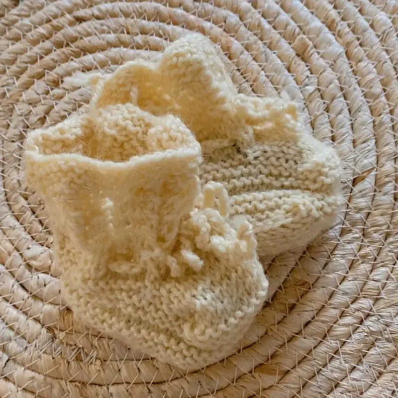 Chaussons tricotés en laine vierge nouveau-né Sassoupi