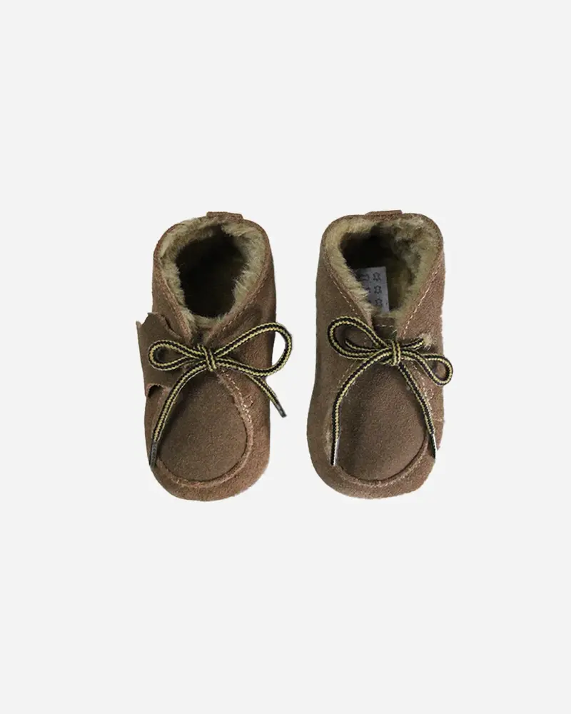 Chaussures en cuir fourrées à lacets cognac