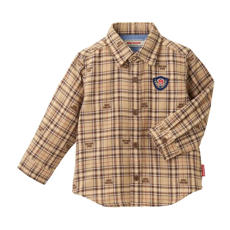 CHEMISE A CARREAUX BEIGE GARCON MIKI HOUSE